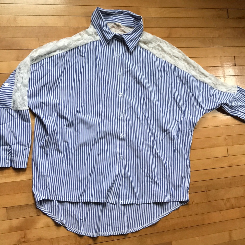 Xiao striped lace blouse